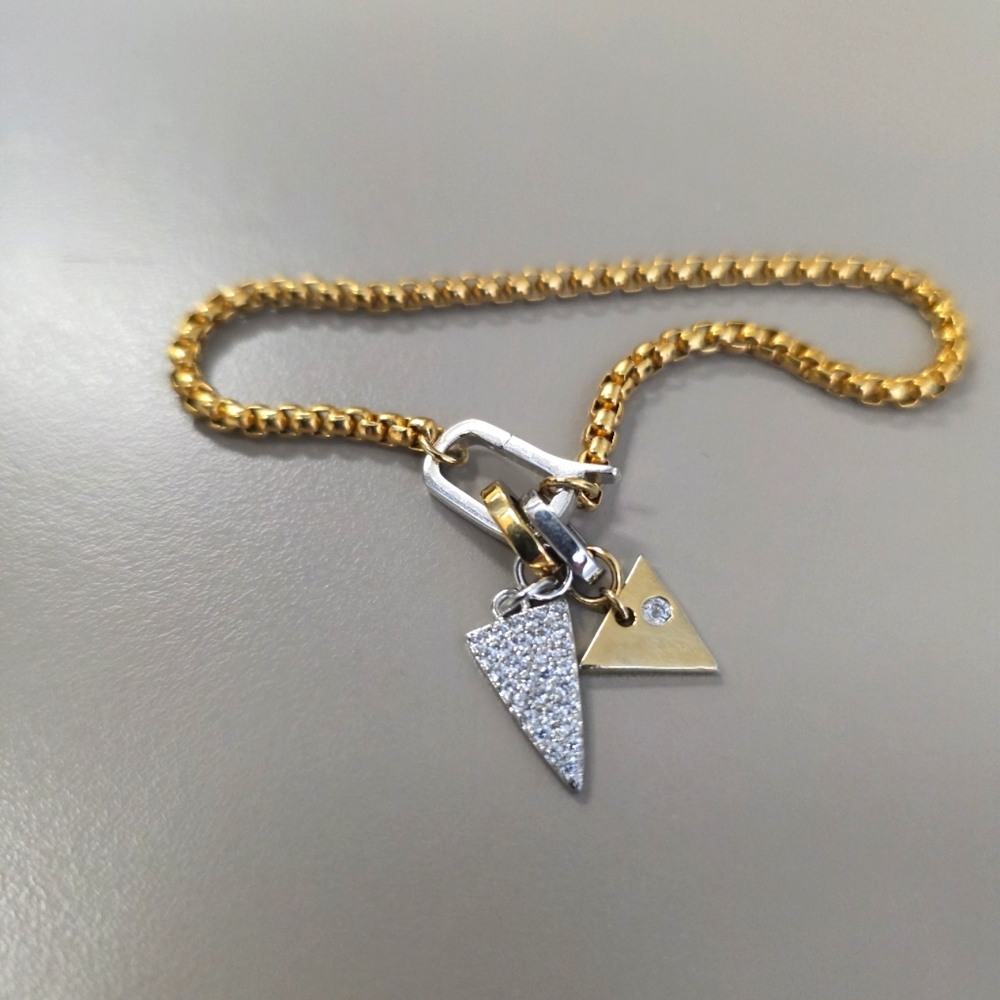 SALE - Artizan Joyeria Can Opener Charm Triangle Bracelet